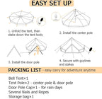 Backpacking Bell Tent with Top Stove Jack for All Year Living, 300D Oxford Waterproof Yurt Tents House for Camping Glamping, Parties, Outdoor Events-13/16.4FT