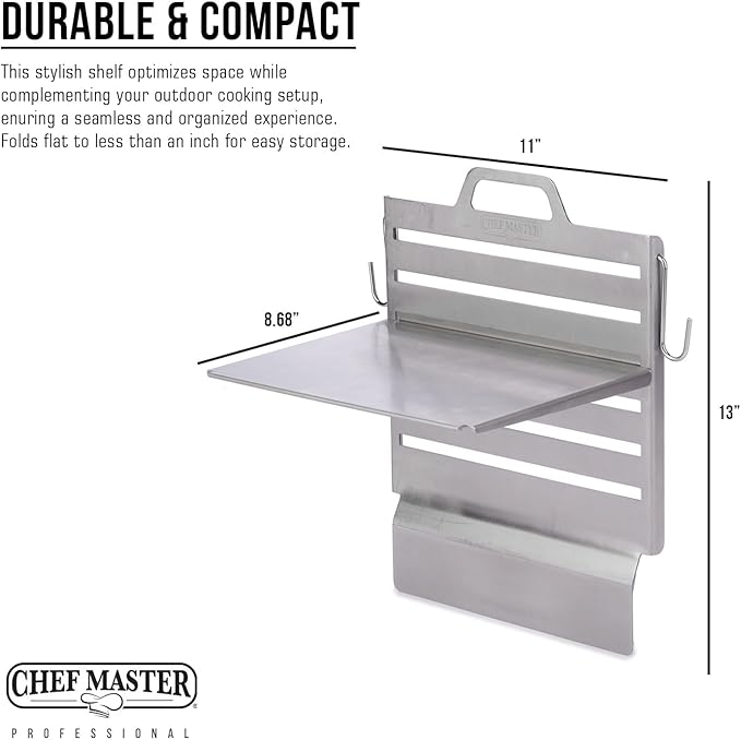 Chef Master Steam Pan Insert & Adjustable Griddle Shelf Set – Organizer & Condiment Holder for Utensils, Ingredients & BBQ Cooking - Grill Accessories for Outdoor Grill - 90260 & 90316