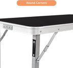 Outdoor Folding Camping Table Portable Bar Tables, Tradeshow Podium Table for Indoor, Outdoor, Party, Picnic, Exhibition, Includes Carrying Case, Storage Shelf and Black Skirt (Black)