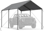 Carport 10x20 Ft Heavy Duty Canopy Steel Canopy Storage Shed,Portable Garage Party Tent,Portable Garage All-Season Tarp for Carport Grey