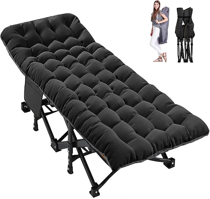 LILYPELLE Folding Camping Cot W/Mattress, 78" L x 32" W x 18" H Cot Bed, Heavy Duty Wide Camping Cot XXL for Adults, Portable Sleeping Cot Bed for Travel Camping/Office, Home Nap