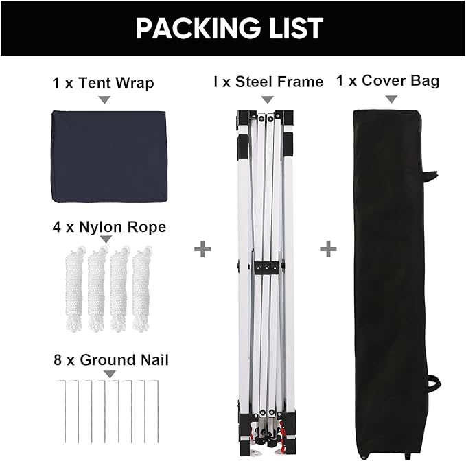 Northroad 10x10ft Pop Up Canopy, Popup Outdoor Canopy Tent with Wheeled Carrying Bag,Portable Gazebo Shelter for Patio,Deck,Garden,Beach（Dark Grey）