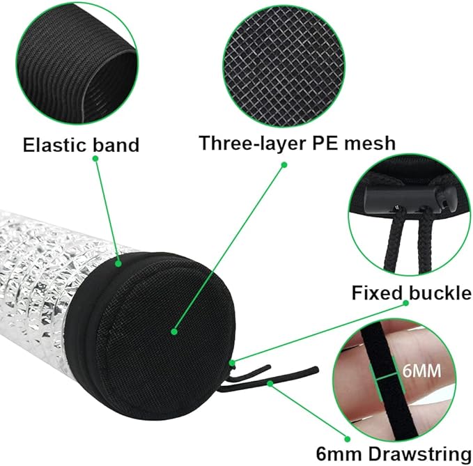 2 Pack 6" Grow Tent Vent Cover Dust Filter Cover for Plant Grow Tent Accessories with Elastic Band and Fixed Buckle Fan Exhaust Screen
