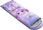AILONEN Kawaii Panda Sleeping Bags,Lightweight & Waterproof,3 Season Warm & Cool Weather,Dreamy Purple Flower Animal Themed Sleeping Bags for Boys,Girls,Kids,Adults Travelling,Outdoors