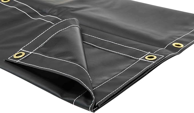 Mytee Products 6' x 8' Heavy Duty Black 18oz Vinyl Utility Tarp Waterproof, Multipurpose, Cars, Boats, Campers, Pool Cover, Tent