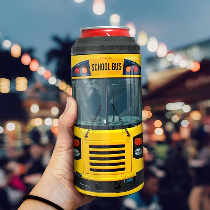 winorax School Bus Driver Gifts 4-in-1 Can Cooler Tumbler Stainless Steel Insulated Coffee Travel Mug Cup with Lid