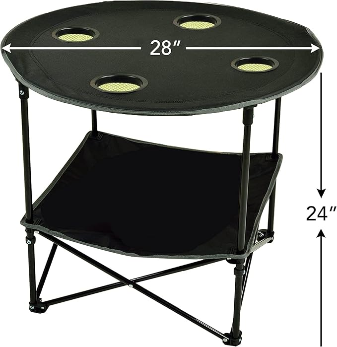 Camping Table Portable Folding Camping Side Table for Outdoor Picnic, Beach, Games, Camping, Sport & Patio Tables Folding with Carry Case for Travel & Storage, Black.