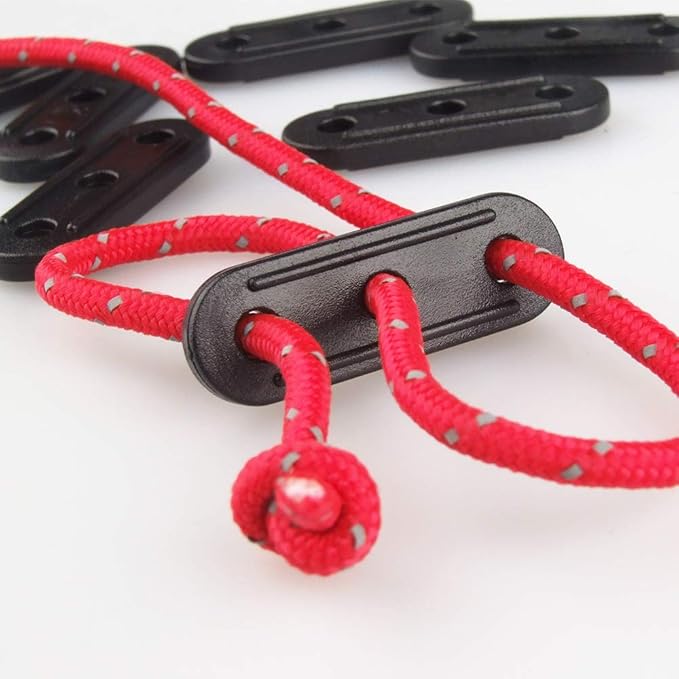 20PCS Plastic Cord Tensioners Rope Adjuster Tent Guy-Line Wind Rope Buckle Fastener Tightener for Camping Hiking Outdoor Gear Accessories