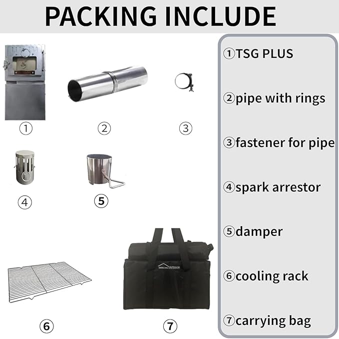 DANCHEL OUTDOOR TSG Portable TA1 Titanium Tent Wood Stove for Backpacking Camping, Collapsible Hot Tent Stove Rollable Chimney Pipe Cooking Hiking (Small/Large)