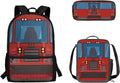 3 Pieces Cartoon Fire Truck Printing Book Bag Set with Large Capacity Lunch Bag and Pencil Box, Bag Set for Travel Picnic Activities Outdoor Festival Gift