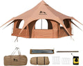 SOLSTUKU 4 Season Canvas Bell Tent, 270 sq ft, 9.8 ft Peak Height, 10 Person, Free Standing, Zipper Closure, Compact Style, Camping & Hiking, Family Camping, Cold-Weather, Outdoor Activities