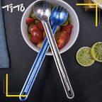 TiTo Titanium Long Handle Spork and Spoon Eco-Friendly Ultralight Portabale Flatware for Outdoor Camping Backpacking Hiking Travel Picnic Tableware with Bag (Bright Titanium Spoon)
