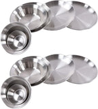 Stainless Steel Camping Plates and Bowls Set, 12PCS Portable Tableware Cookware with Storage Bag, 3.5inch to 9.1 inch, Camping Dish Set for Backpacking, Camping, Hiking, Beach,Outdoor