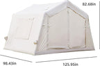 KEIKI Oxford Hot Tent for Camping, 2/3/4/6/8 Person Large Inflatable Tents w/Detachable Canopy, 4 Season Waterproof Tent for Hike Backpacking, Stove Jack AC Port, Mesh Doors Windows, Pump, Easy Setup