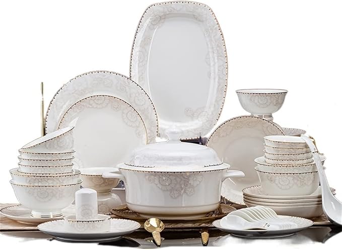 Kitchen Dishes and Tableware Set Household Ceramic Tableware Set 60 Pieces