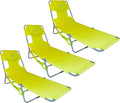 Ostrich Chaise Lounge Outdoor Portable Folding 3 Position Chair for Beach, Patio, Camp, and Pool with Carrying Strap, Neon Green (3 Pack)