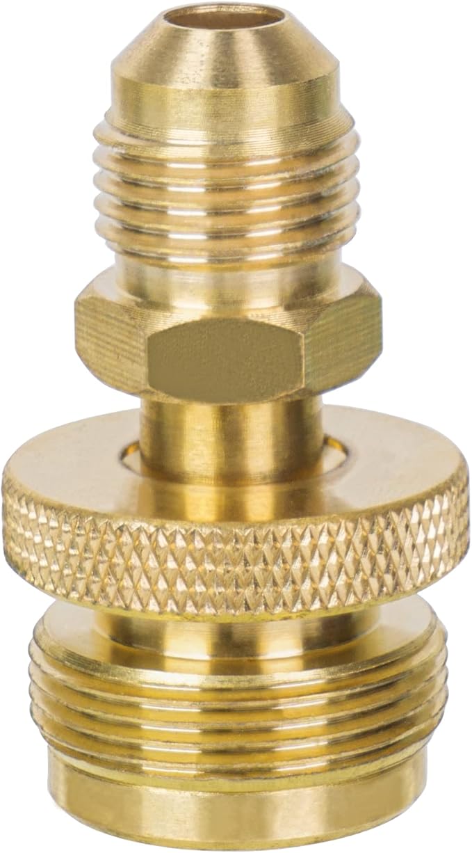 GASPRO 1LB Propane Adapter Fitting, 1''-20 Male Throwaway Cylinder to 3/8'' Male Flare Converter, Perfect for Buddy Heater, Portable Grill, Camping Stove, Solid Brass