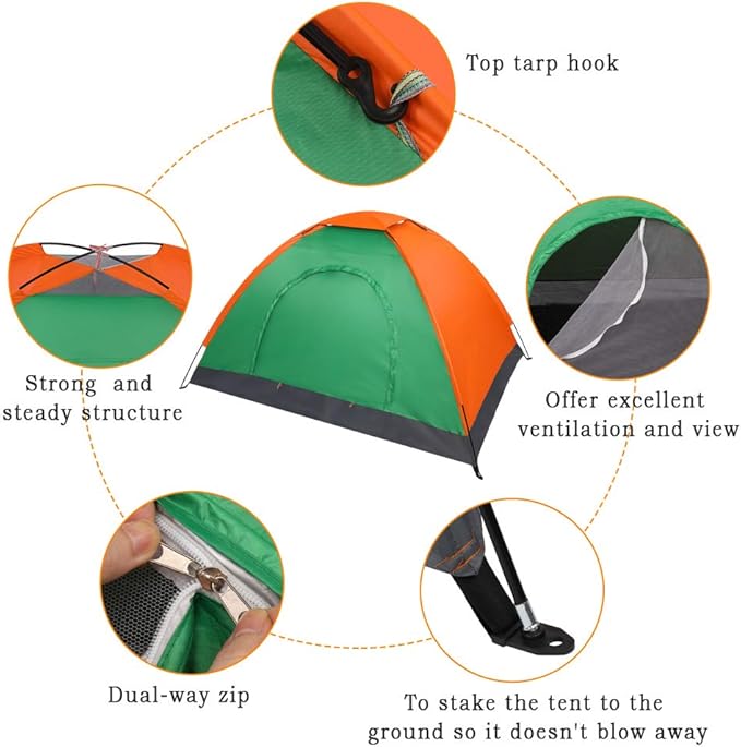 Waterproof Tents for Camping, Camping Dome Tent, 1-4 Person Waterproof Windproof Easy Setup Spacious Family Tents with Carry Bag for Hiking Backpacking Traveling Glamping Beach