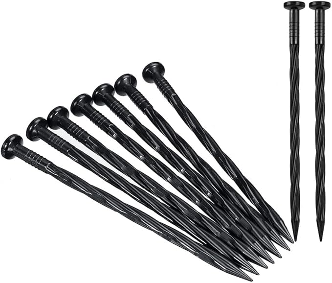 Plastic Landscape Anchoring Spikes 25 Pcs 8 Inch Nylon Spiral Landscape Spikes for Yard, Garden Lawn, Weed Barriers, Artificial Turf, Tent