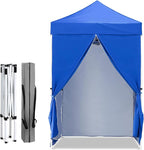 5x5 Pop Up Canopy Tent with Four Sidewalls, Instant Portable Beach Canopy, Outdoor Tent with Carry Bag for Camping, Sports, Tailgating, Events, Blue