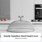 Stainless Steel Mesh Food Cover Plate Serving Cover Multifunctional,Sturdy,Utility,Portable Protector for Home Daily Use, Diameter 28 cm
