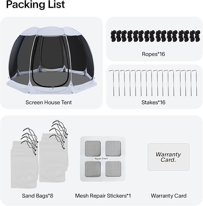 Alvantor Pop Up Screen House Gazebo with Mosquito Netting, Instant UV Resistant Sun Shelter for Patio & Backyard, Portable Canopy Tent for 2-10 Person