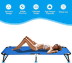 Giantex Folding Camping Cot for Adults, Portable Sleeping Cot Bed with 600D Oxford Fabric, Heavy Duty Frame, 350Lbs Capacity, 1-Step Use, Outdoor Lounge Chair for Sleepover Hiking, Home & Office, Blue