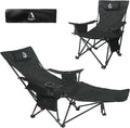 2025 Upgraded 2-in-1 Reclining Camping Chair with Footrest, Folding Beach Lounge Chair with Adjustable Backrest & Cooler, Portable Lawn Chairs for Adults Heavy Duty for Outdoor Sports