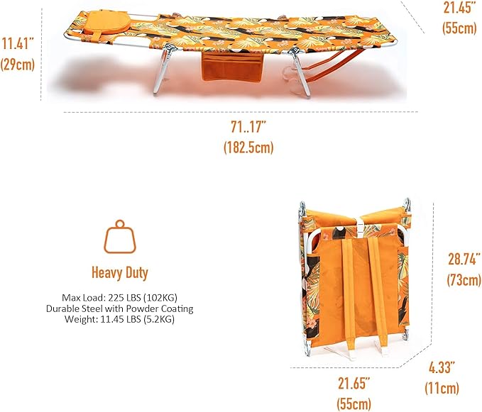 SunnyFeel Lounge Beach Chair for Adults with Face Hole, Backpack Reclining Beach Chairs Lay Flat, Sun Face Down Tanning Chair, Portable Folding Camping Cot for Outside Pool, Sunbathing, Reading