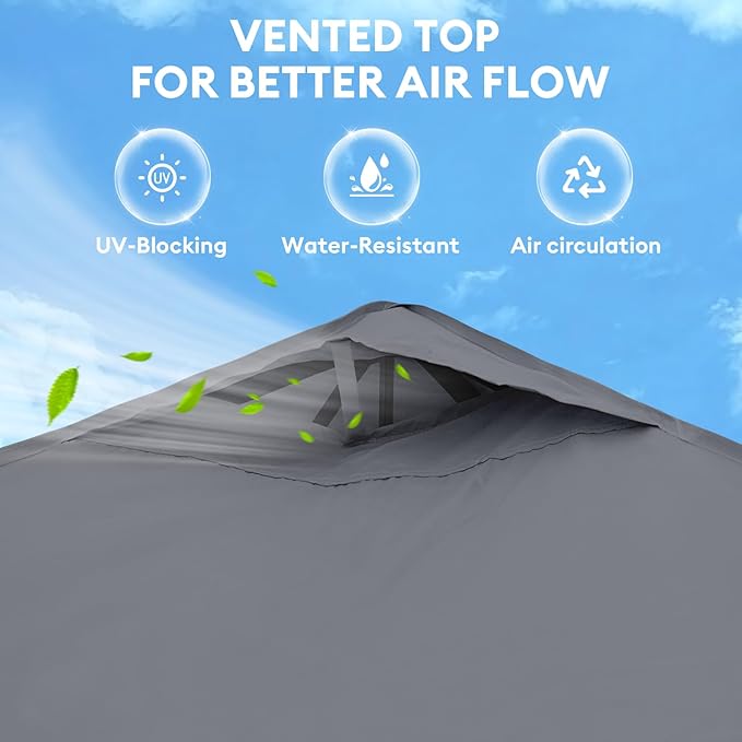 10x10 Pop Up Canopy with Sidewalls, Instant Heavy Duty Canopy Tent for Parties, Events, Camping, One Person Setup - Gray