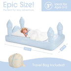 FUNBOY Kids Blue Castle Sleepover Travel Bed & Air Mattress. Perfect for Sleepovers. Includes Carrying Storage Bag, Twin