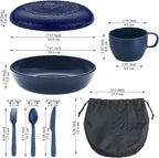 Evanda Camping Mess Kit with Bowl, Plate, Cup, Spoon, Fork, Knife and Carry Bag, Reusable Camping Accessories Essentials Gear Light Weight and Small Space Easy to Carry or Put in Backpack