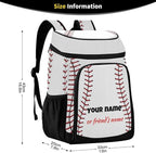 xigua Sport Stripe Baseball Cooler Backpack Leakproof Large Capacity Insulated Backpack Cooler Bag Lunch Bag for Work/Hiking/Camping/Beach/Fishing