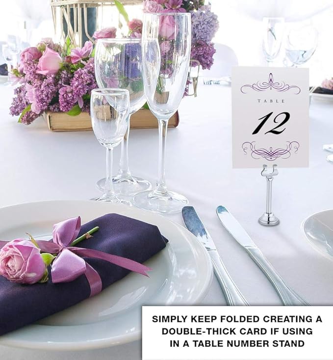 Decadent Flourish Wedding Table Numbers (Select Color/Quantity), Champagne, Eggplant, 1-30, Double Sided, Tent or Use in a Stand, Great for Parties & Restaurants