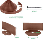 2-Inch x 200 FT Landscape Edging Border with 300 Stakes, Plastic Garden Edging Border Kit, Flexible No Dig Lawn Edging Border for Garden Flower Beds Yard Pathway Paver (Brown)