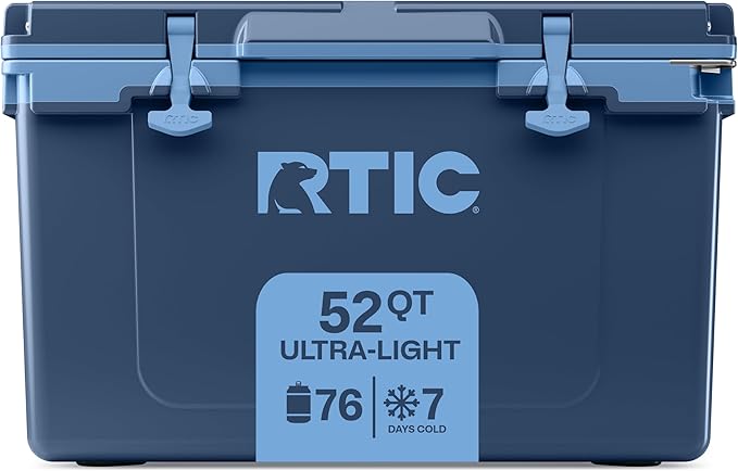 RTIC Ultra-Light 52 Quart Hard Cooler Insulated Portable Ice Chest Box for Beach, Drink, Beverage, Camping, Picnic, Fishing, Boat, Barbecue, 30% Lighter Than Rotomolded Coolers