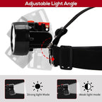 Rechargeable LED Cap Mining Lamp for Hard Hat Helmet, Waterproof Explosion-Proof Miner Headlight Flashlight for Outdoor Work, Tunnel, Coal Mine, Hunting, Fishing, Camping, Caving, Construction