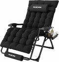 Amopatio Oversized Zero Gravity Chair w/Removable Cushion&Headrest, XXL 33In Reclining Camping Lounge Chair Upgraded Lock and Footrest, Folding Patio Recliner for Indoor Outdoor, Black