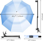 UPF 50+ UV Protection Beach Umbrella with Adjustable Universal Clamp