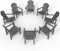 Stackable Adirondack Chair Set of 8, HDPE All-Weather Adirondack Chairs - Durable and Space Saving, Plastic Outdoor Fire Pit Chairs with Cup Holder,Grey