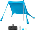 VEVOR Beach Tent Sun Shelter, UPF50+ Sun Protection, 6.6 ft Tall, 7.5x7.5 ft, Easy Pop Up Beach Canopy with Sandbags, Stability Poles, Sand Shovels, Portable Shade for Family Outings, Camping, Fishing