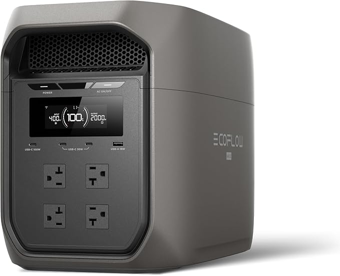 EF ECOFLOW Portable Power Station DELTA 3 MAX Portable Power Station (Black), 3400W X-Boost Output, Ultra-Fast 0-80% Charging in 1.13 Hr, Home Backup & RV Camping (Solar Panel Optional)