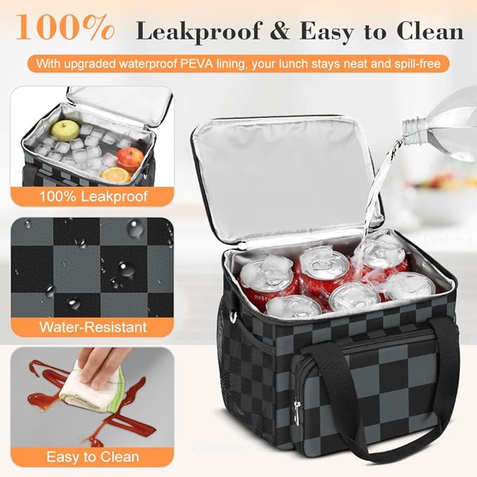 Coobiiya Large Expandable Insulated Lunch Bag Cooler Bag，12-23L Lunch Box for Men Double Deck Leakproof，Heavy Duty LunchBag Cooler Bags for Camping, Travel, Kayaking & Beach