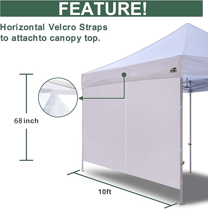 Eurmax USA 10FT Instant Canopy SunWall with Middle Zipper Wall for Pop Up Canopy Tent，1 Pack Sidewall for Outdoor Shade(Royal Blue)