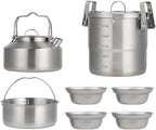 3. Portable Outdoor Cooking Set with Detachable Handle Rust-Resistant Camping Pots for Backpacking Campfires & Travel Outdoor Cooking Tableware for Hiking