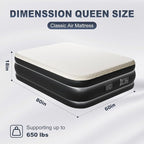 Outvita 18in Queen Air Mattress with Built-in Pump, Foam Topper Inflatable Air Bed Quick Assembly Comfort Luxury Blow Up Sleeping Mat for Guests and Home, Camping, Travel, 650lbs Weight Capacity