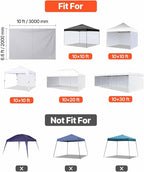 VEVOR Canopy Sidewalls, Fit for 10 x 10 ft Pop Up Canopy Tent, Tent Side Walls w/Waterproof Sunlight Protection Layer for Outdoor Event Tents, Vendor Booth, Camping (3 Sidewalls + 1 Door Curain Only)