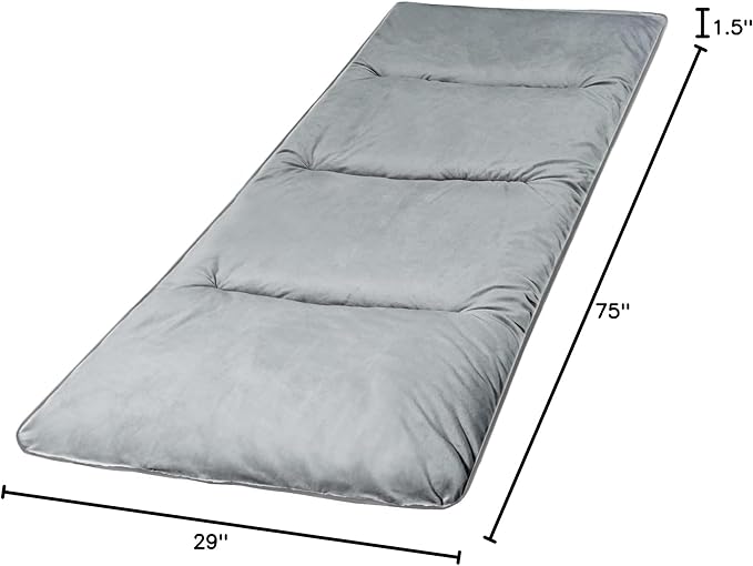 REDCAMP Extra Thick Folding Sleeping Cot Pads, 75"x28"Comfortable Soft Velvet Cotton Camping Cot Mattress Pad for Hiking, Backpacking,Navy Gray Brown