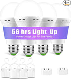 Emergency-Rechargeable-Light-Bulb, Stay Lights Up When Power Failure, 1500mAh 12W 60W Equivalent LED Light Bulbs for Home, Camping, Hiking (E27, with Hook,with Plug Cap) 4 Pack