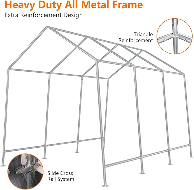 10×10 ft Outdoor Storage Sheds, Portable Storage Shelter Shed with Roll up Zipper Doors, Waterproof Outside Utility Shed Garage Tent for Motorcycle, Bicycles and Camping Tools